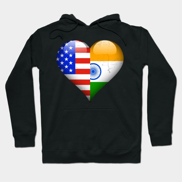 Half American Half Indian - Gift for Indian From India Hoodie by Country Flags